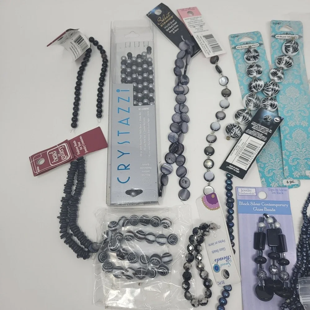 Bundle Of Jewelry Making Supplies Beads Arts Crafts Black Lot #10
